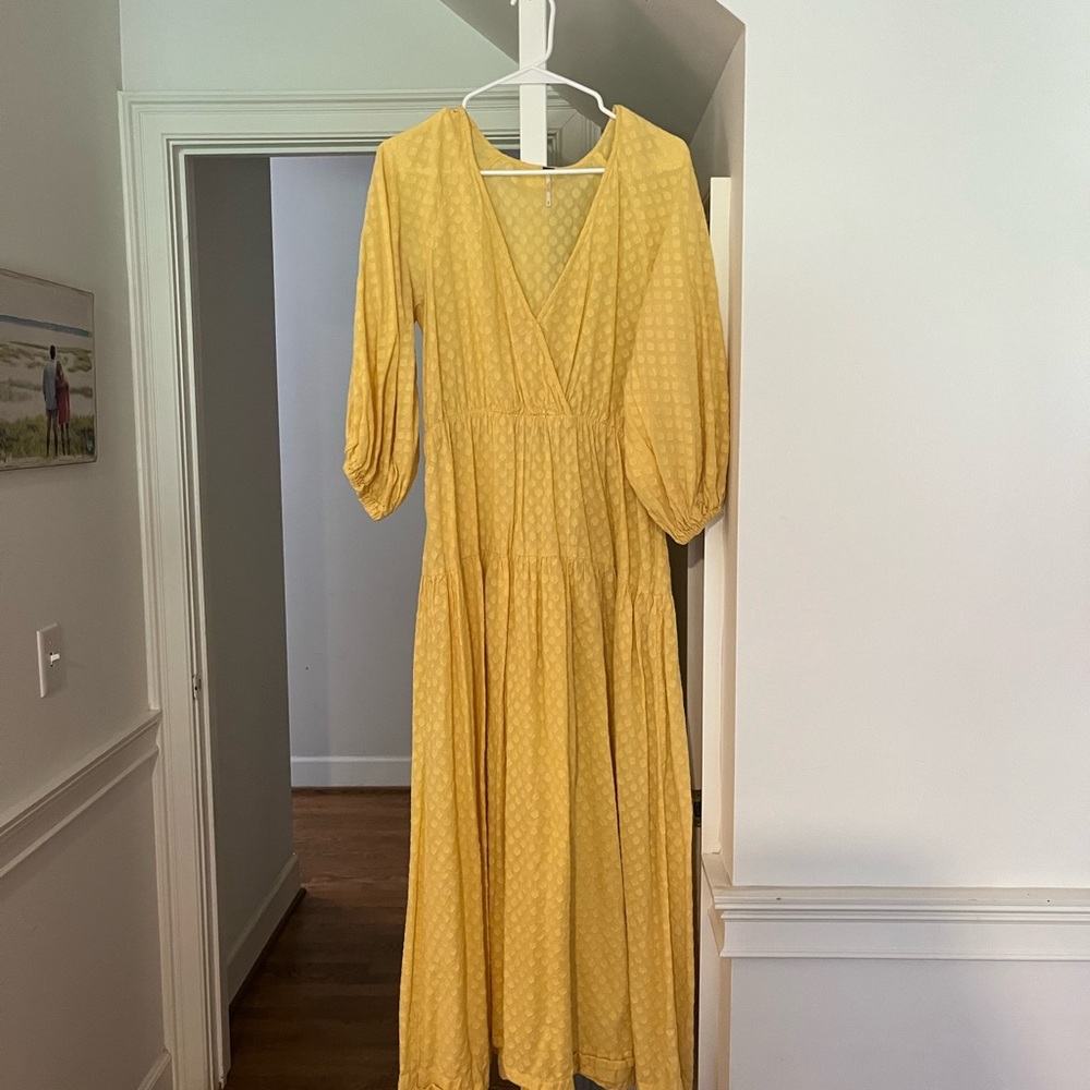 Free People Yellow Long Sleeve Dress